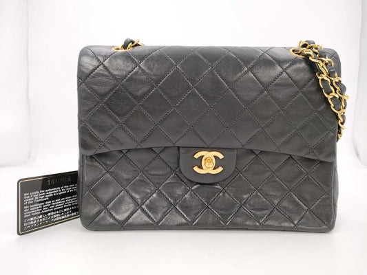 CHANEL Chain Shoulder Bag, Matelasse 25, Vertical, Double Flap, Lambskin, Black, GD Hardware, No. 1, Shoulder Bag