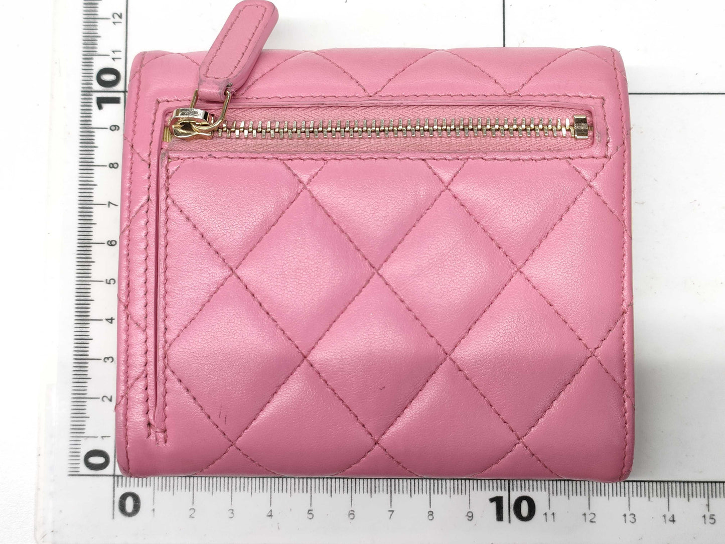 CHANEL Matelasse Compact Wallet with Coco Mark, Pink and Yellow.