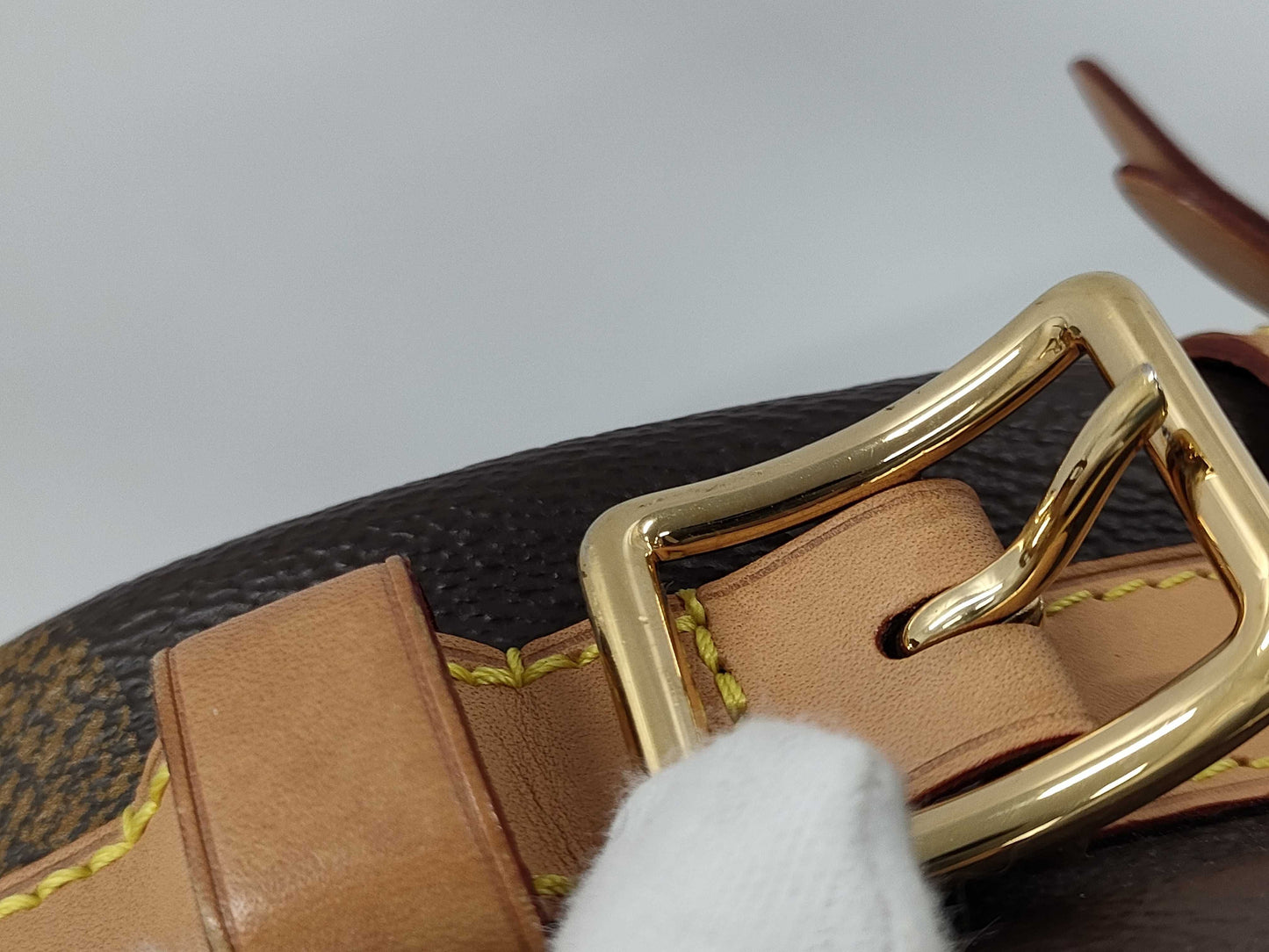 LOUIS VUITTON LV Boite Chapeau Soupe Giant Monogram M44604 Shoulder Bag with Brown Strap, Padlock, Two Keys, Padlock Dust Bag, Name Tag, and IC Chip