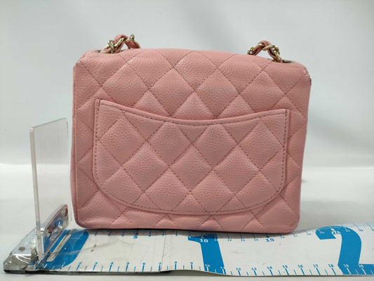 CHANEL Mini Matelasse Chain Shoulder Bag, Caviar Pink, No. 8, with Seal