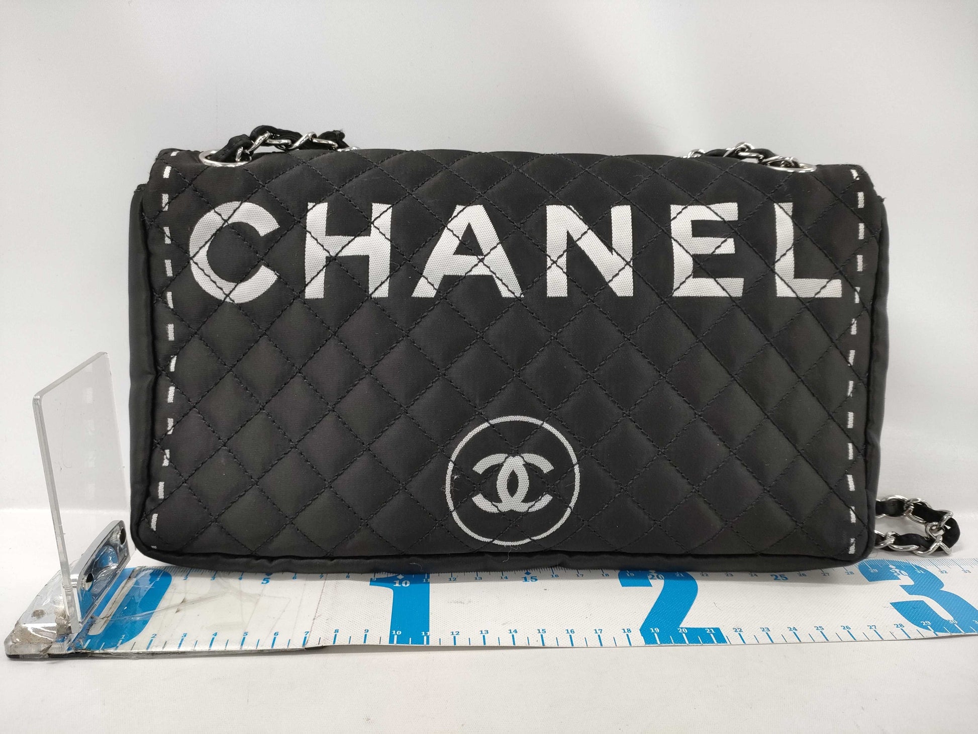 CHANEL Deca Coco Matelasse Chain Shoulder Bag, Nylon, Black, 11th Series Seal
