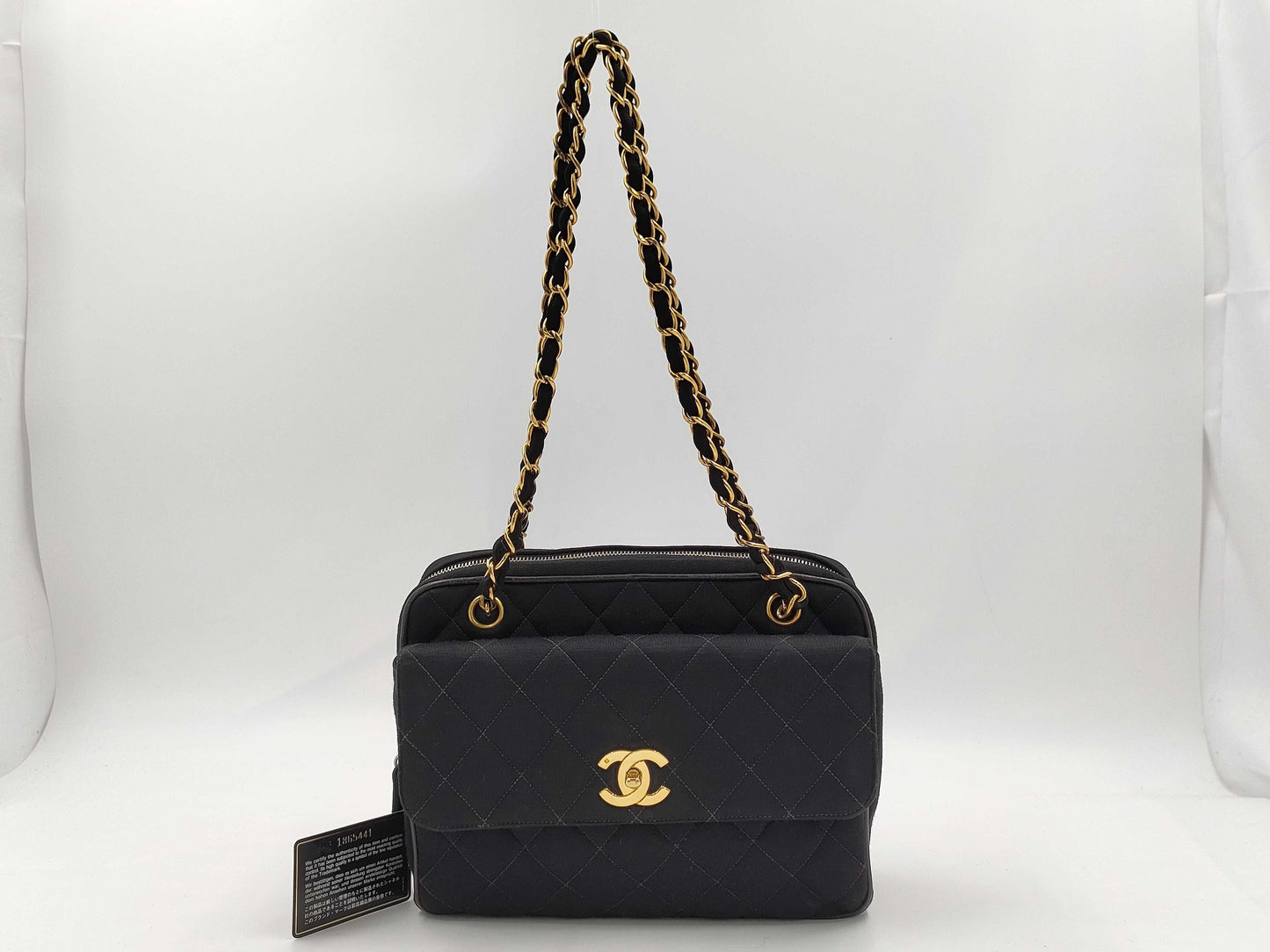CHANEL Matelasse Chain Shoulder Bag, Cotton, Black, No. 1, Shoulder Bag