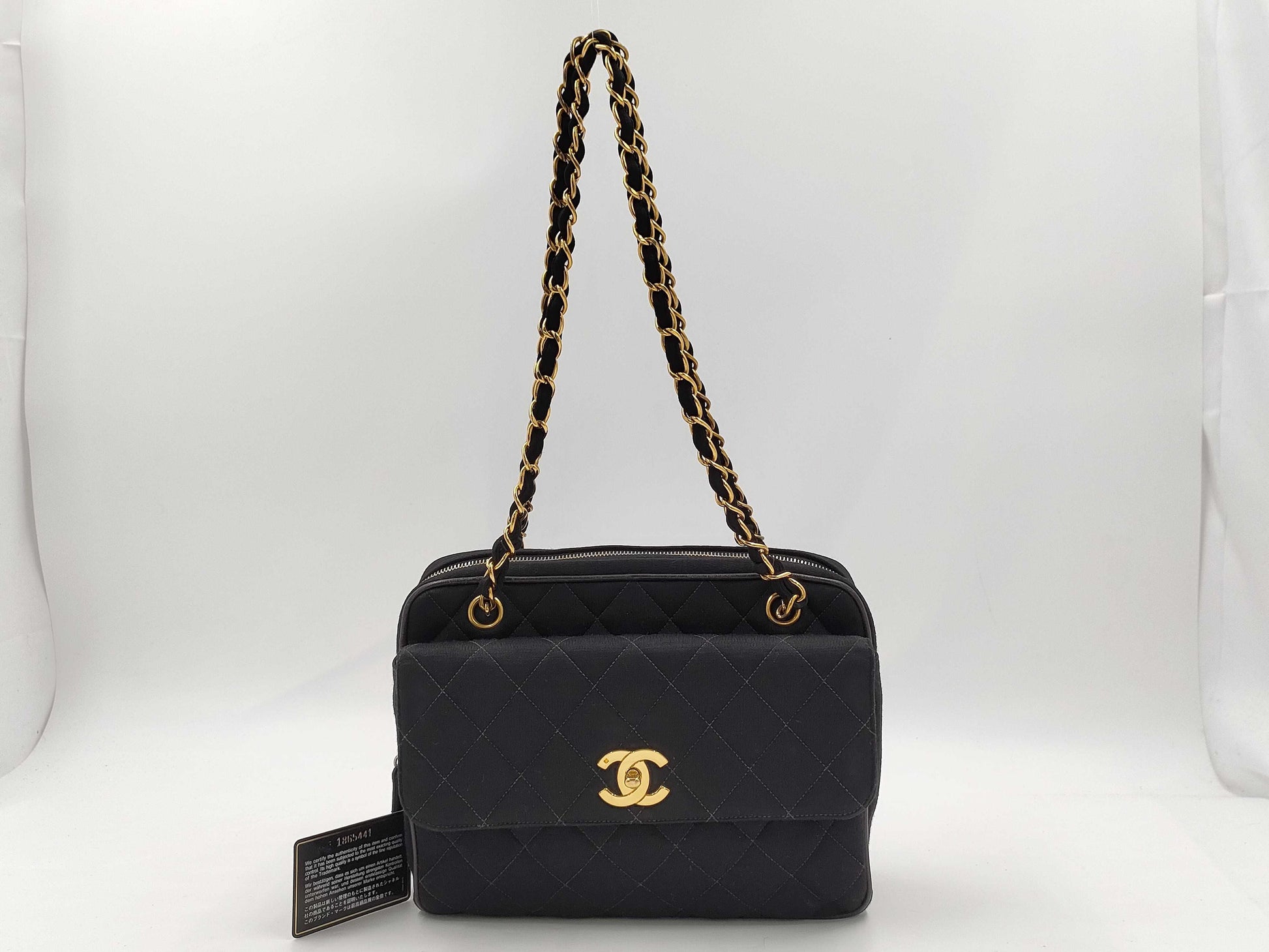 CHANEL Matelasse Chain Shoulder Bag, Cotton, Black, No. 1, Shoulder Bag
