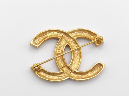 CHANEL Coco Rhinestone Gold Brooch