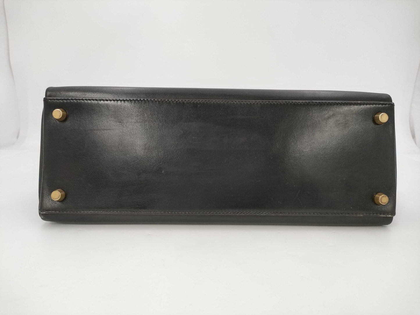 HERMES Kelly 32 Black Box Calf Leather G Hardware Handbag