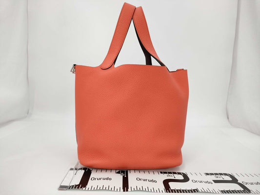 HERMES Picotin Lock MM Taurillon Orange Tote Bag