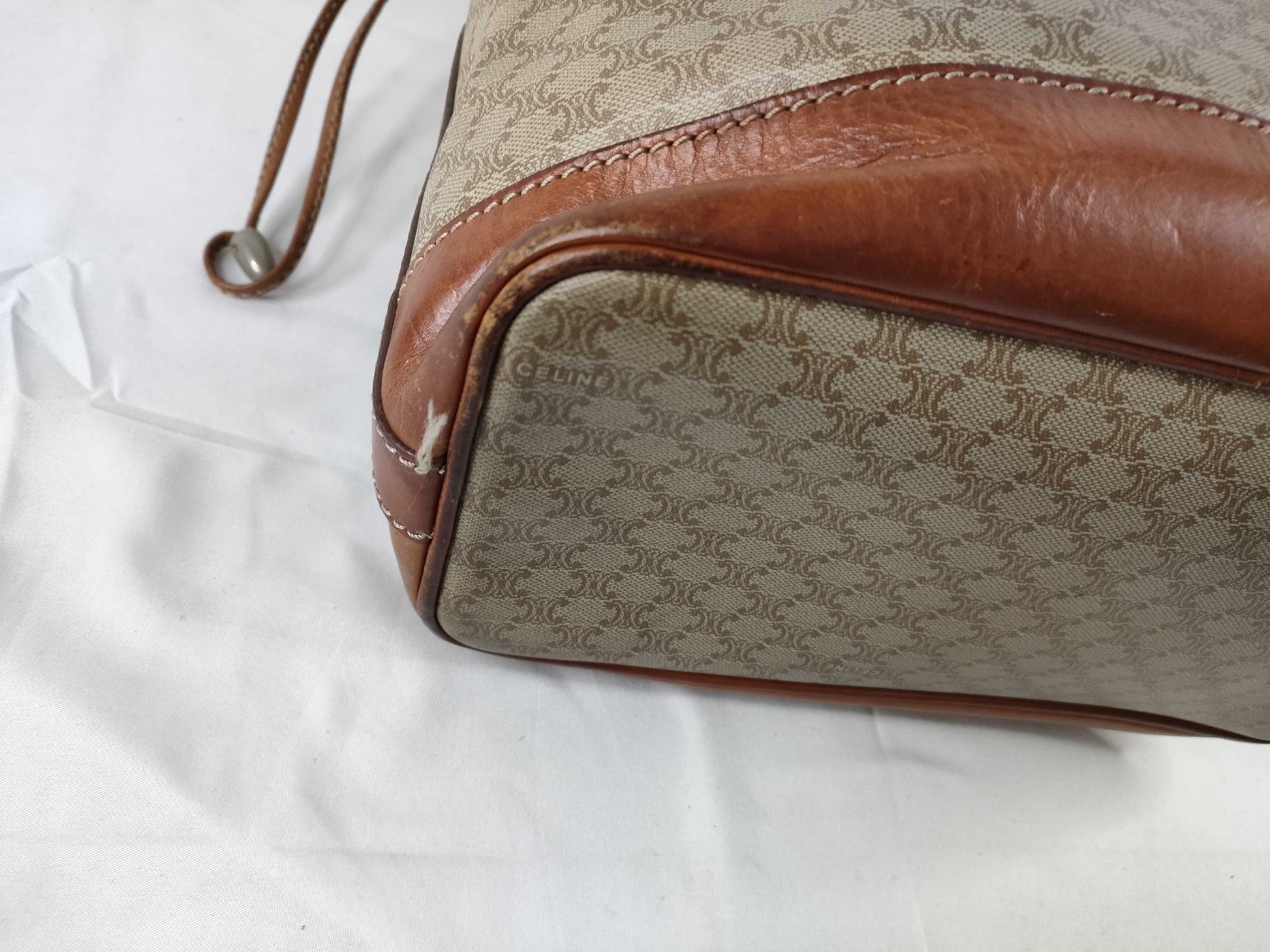 CELINE Macadam Drawstring Shoulder Bag