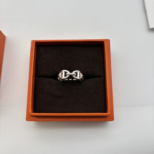 HERMES Ancienne Silver Ring, Unused, Size 51