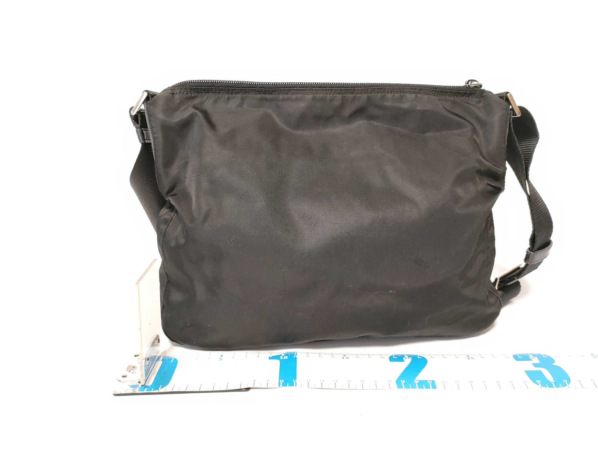 PRADA Nylon Prada Shoulder Bag with Triangle Logo, Black