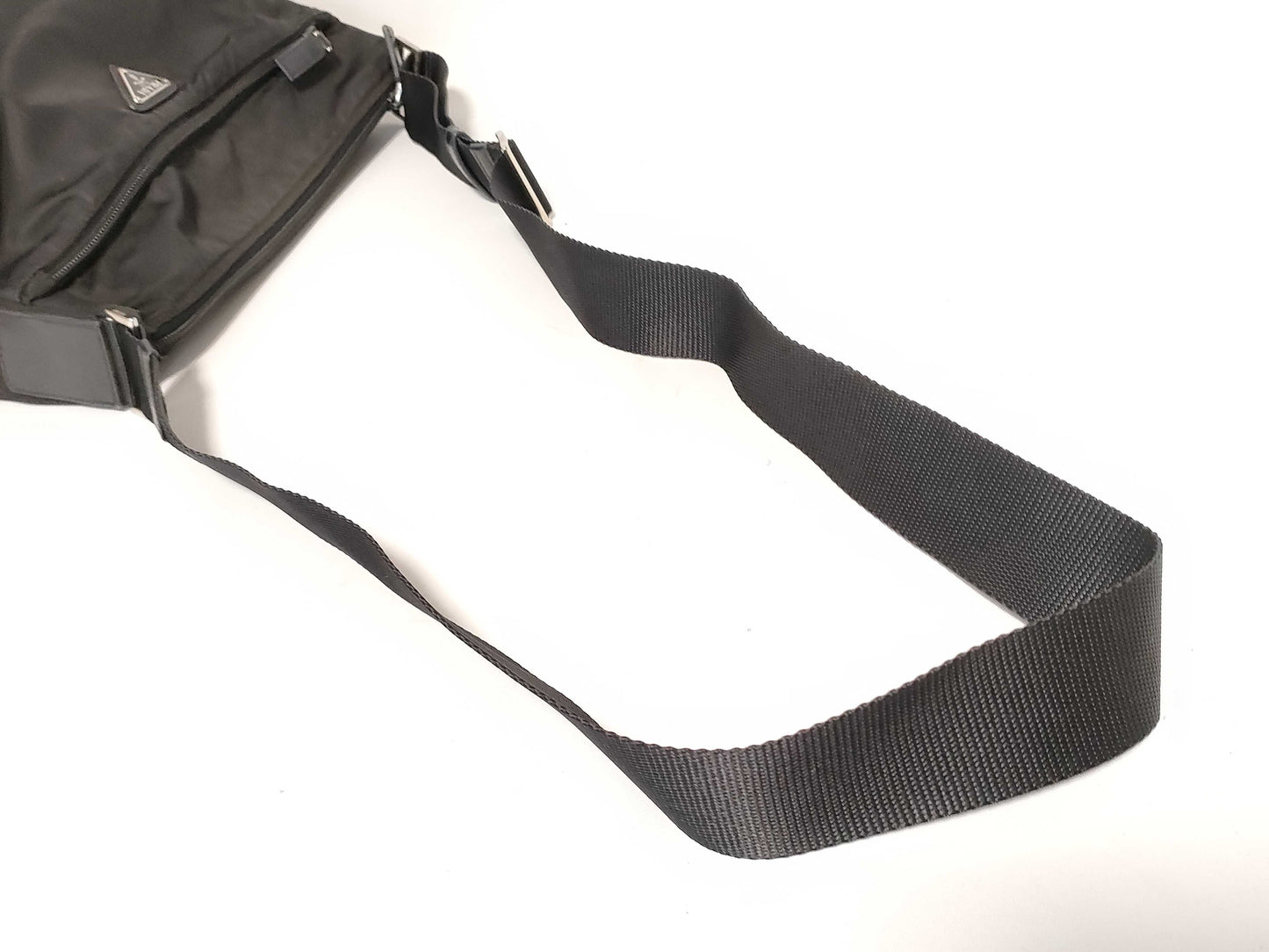 PRADA Nylon Prada Shoulder Bag with Triangle Logo, Black