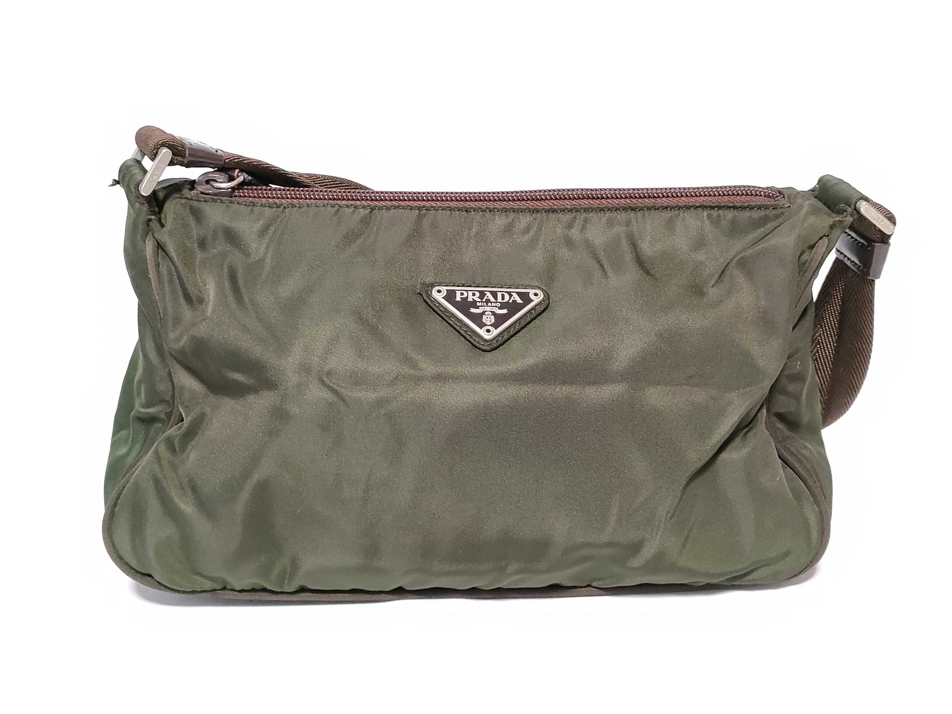 PRADA Nylon Prada Shoulder Bag with Triangle Logo