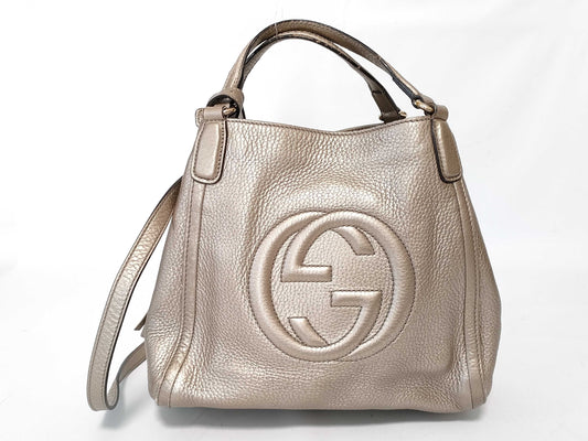 GUCCI Soho Mini Interlocking Leather Handbag/Shoulder Bag, 2-Way