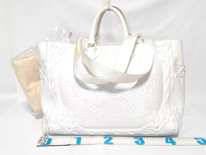 LOUIS VUITTON Louis Vuitton Handbag Tote Bag 2-Way Sac Plat Ornament Monogram White Name Tag Bag Handbag