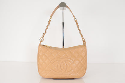 CHANEL Caviar Skin Deca Coco Caviar One-Shoulder Bag, Beige, No. 9