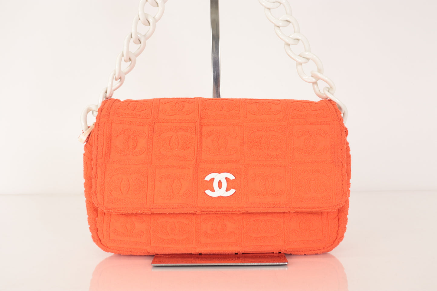 CHANEL Coco Mark Plastic Chain Shoulder Bag, Orange, No. 7