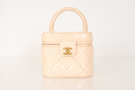 CHANEL Enamel Patent Vanity Beige No. 3 Handbag