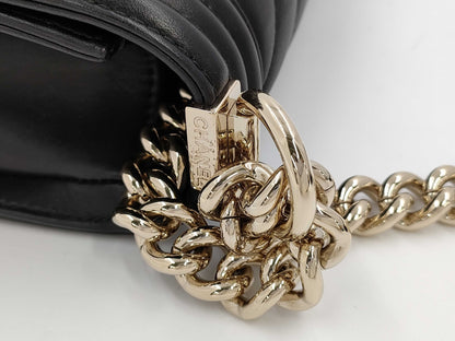 CHANEL CHANEL Lambskin Boy V-Stitch Shoulder Bag