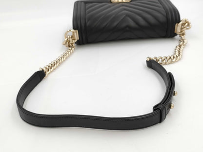 CHANEL CHANEL Lambskin Boy V-Stitch Shoulder Bag