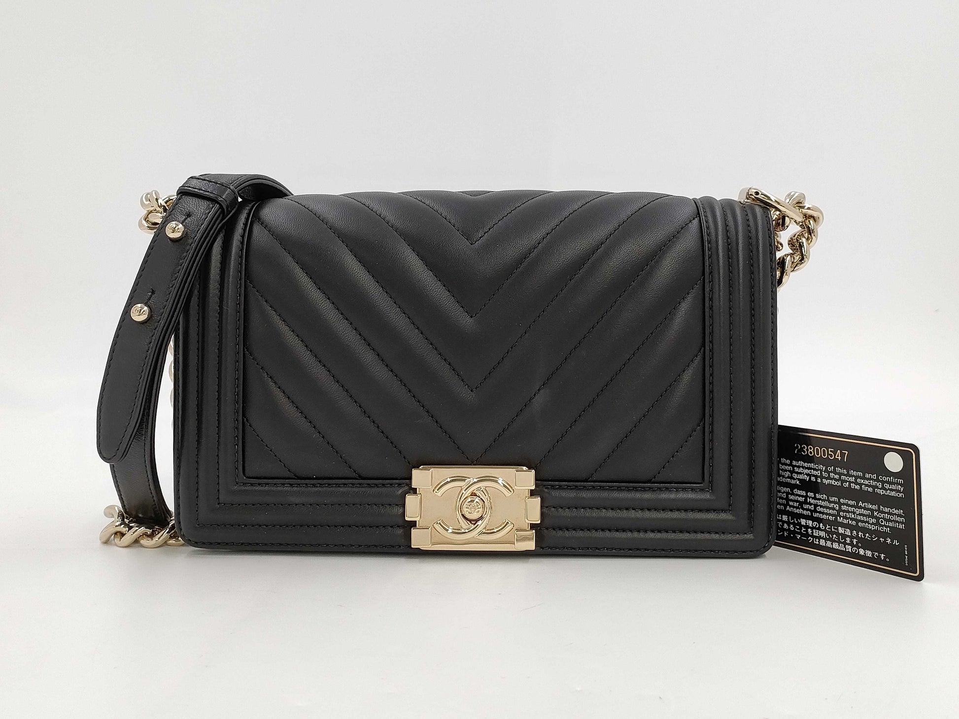 CHANEL CHANEL Lambskin Boy V-Stitch Shoulder Bag
