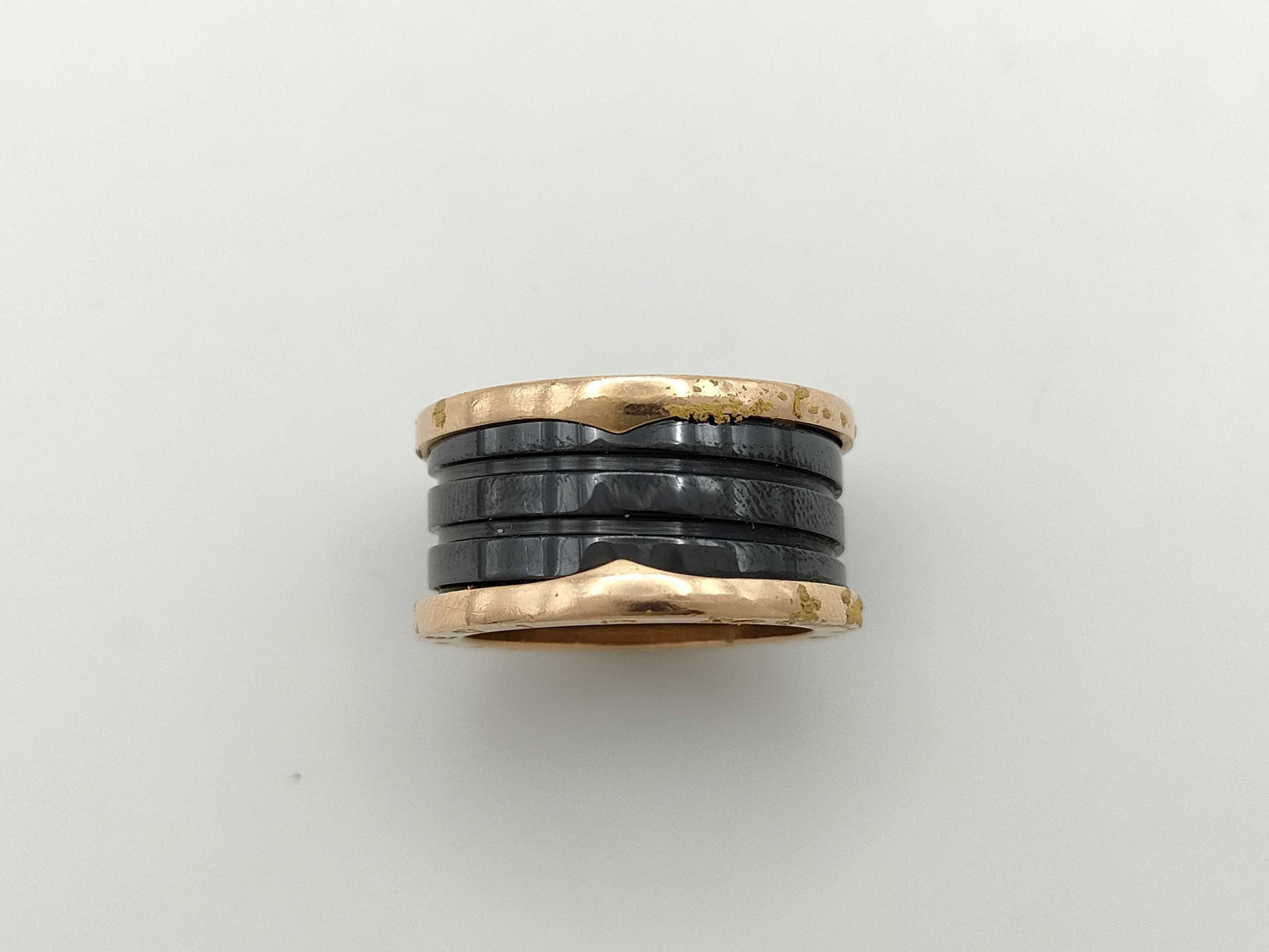 BVLGARI B.zero1 #58 Black Ceramic PG Au750 10.6g Ring 