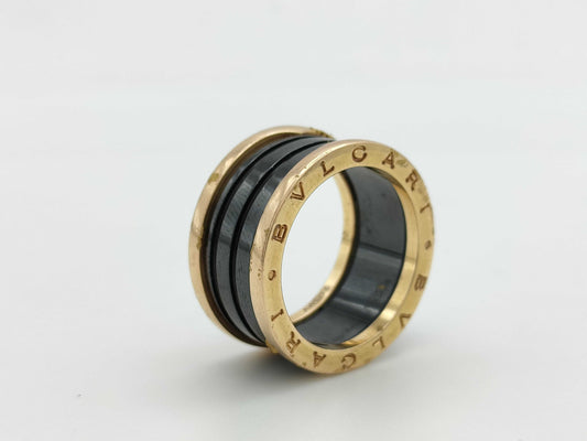 BVLGARI B.zero1 #58 Black Ceramic PG Au750 10.6g Ring 