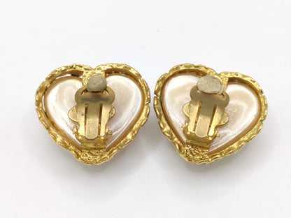 CHANEL Heart Earrings Pearl Earrings