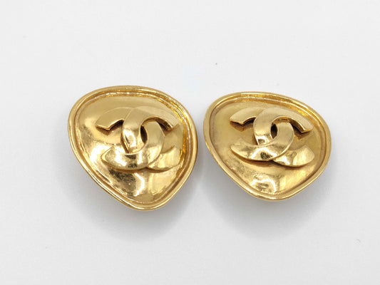 CHANEL Coco Mark Triangle Earrings GP Earrings