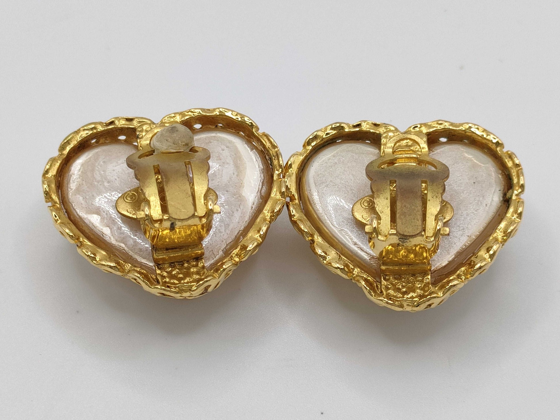 CHANEL Heart Earrings Pearl Earrings