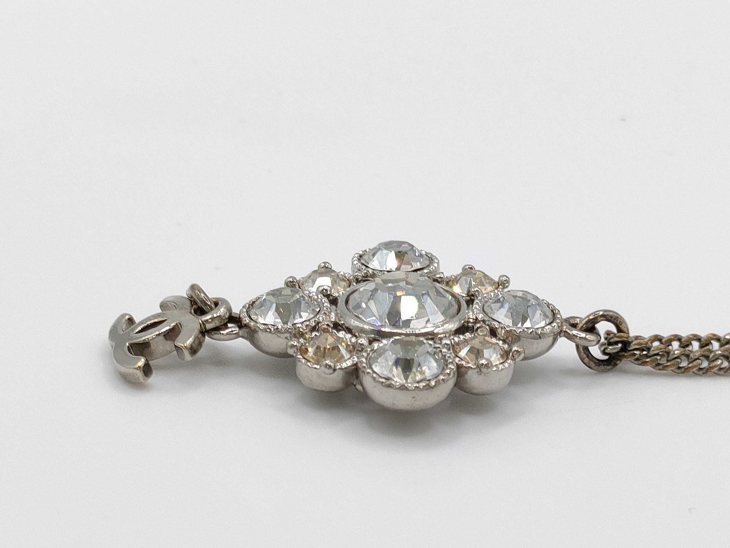 CHANEL Rhinestone Coco Mark Necklace