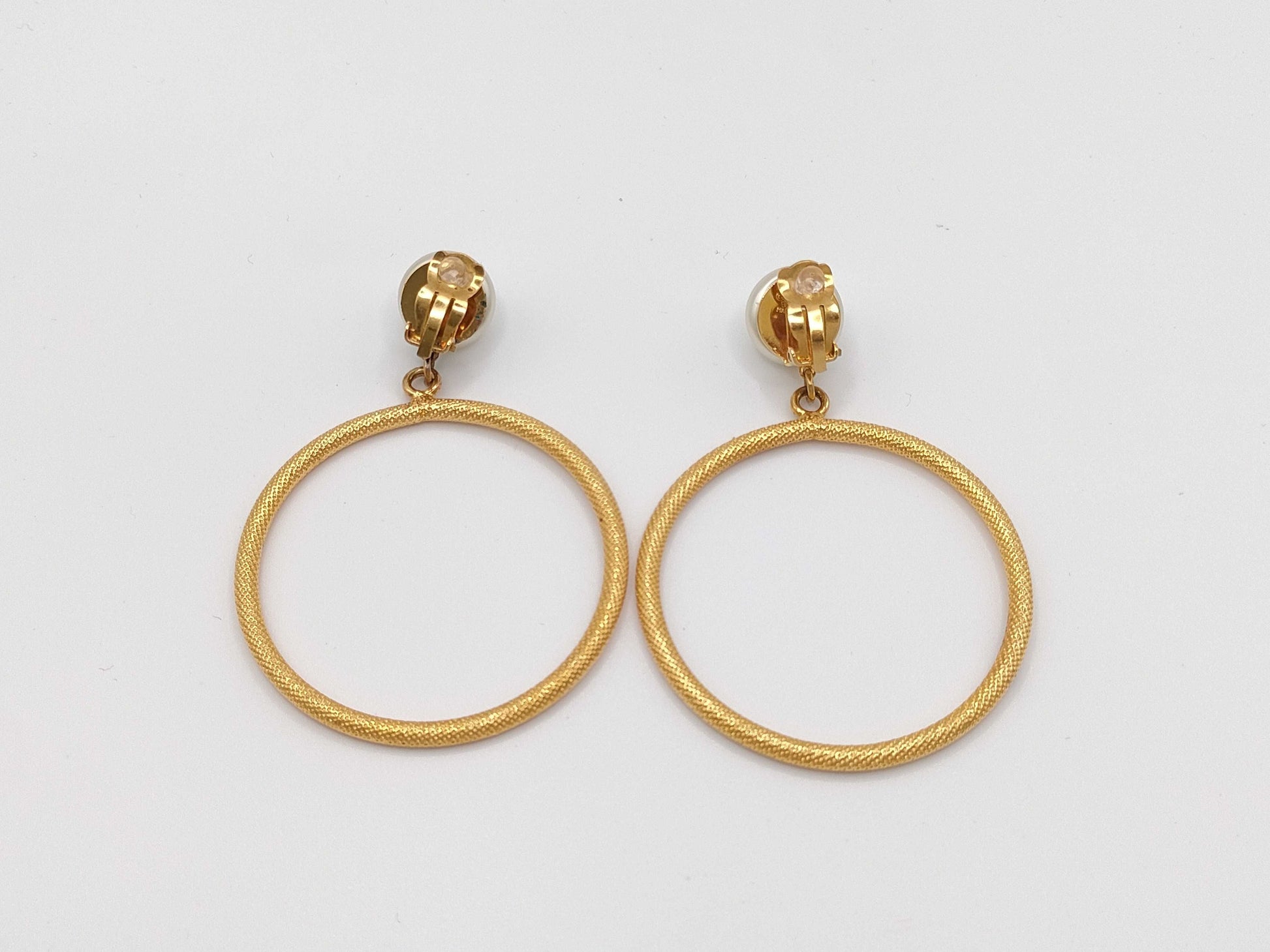 CHANEL Chanel Hoop Earrings with Pearl and Coco Mark