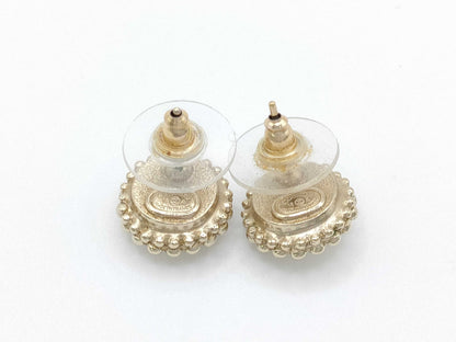 CHANEL Faux Pearl Earrings with Rhinestones