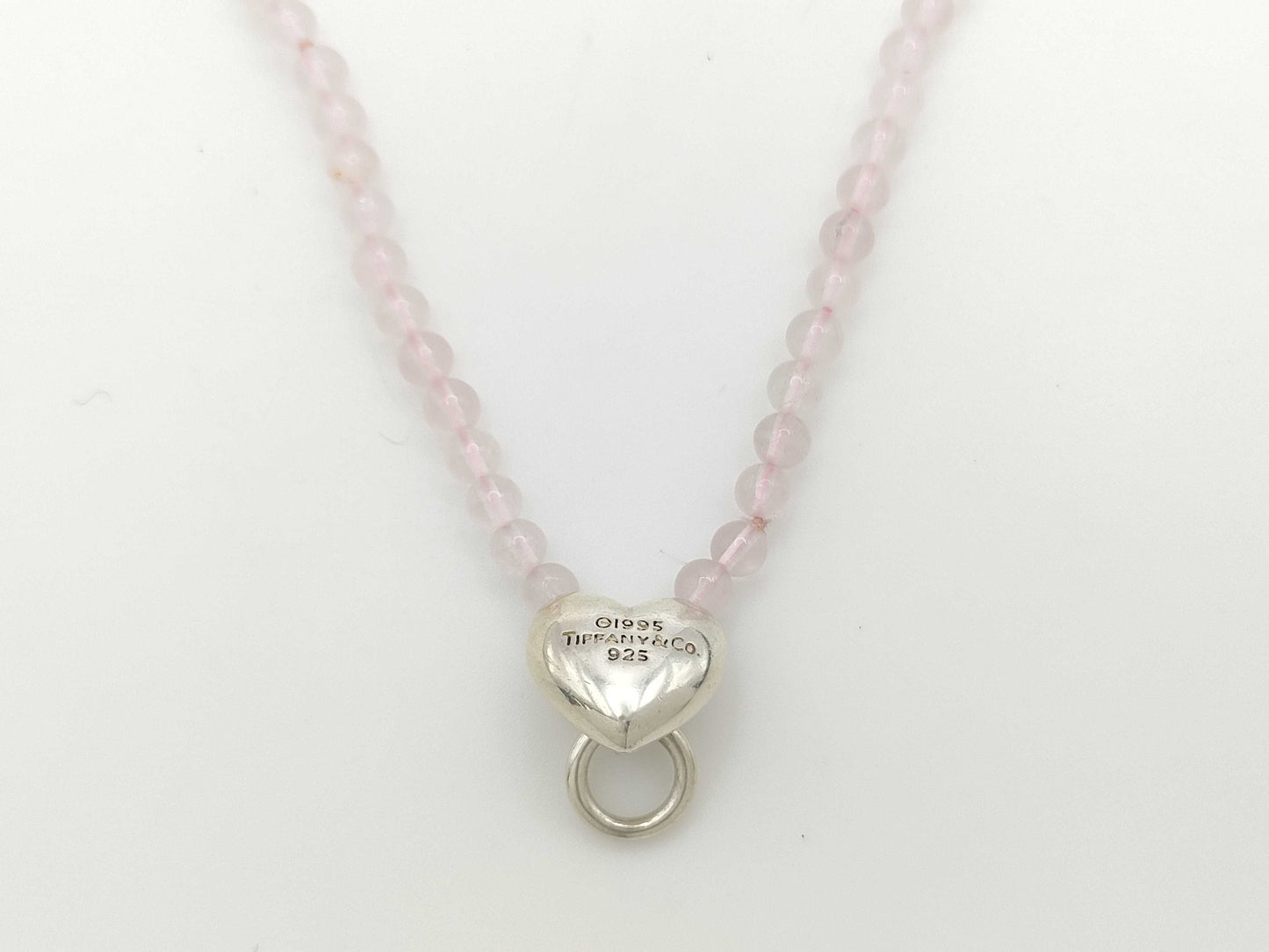 Tiffany & Co. Heart Door Knocker Rose Quartz Necklace in SV925