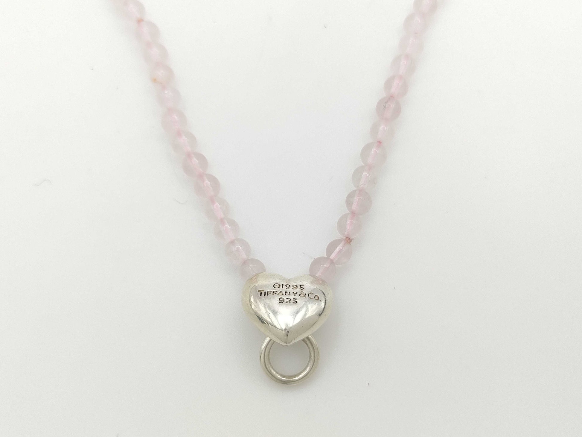 Tiffany & Co. Heart Door Knocker Rose Quartz Necklace in SV925