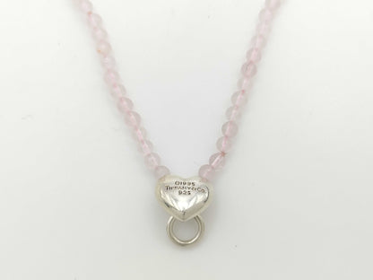 Tiffany & Co. Heart Door Knocker Rose Quartz Necklace in SV925