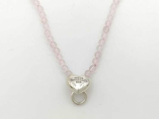 Tiffany & Co. Heart Door Knocker Rose Quartz Necklace in SV925