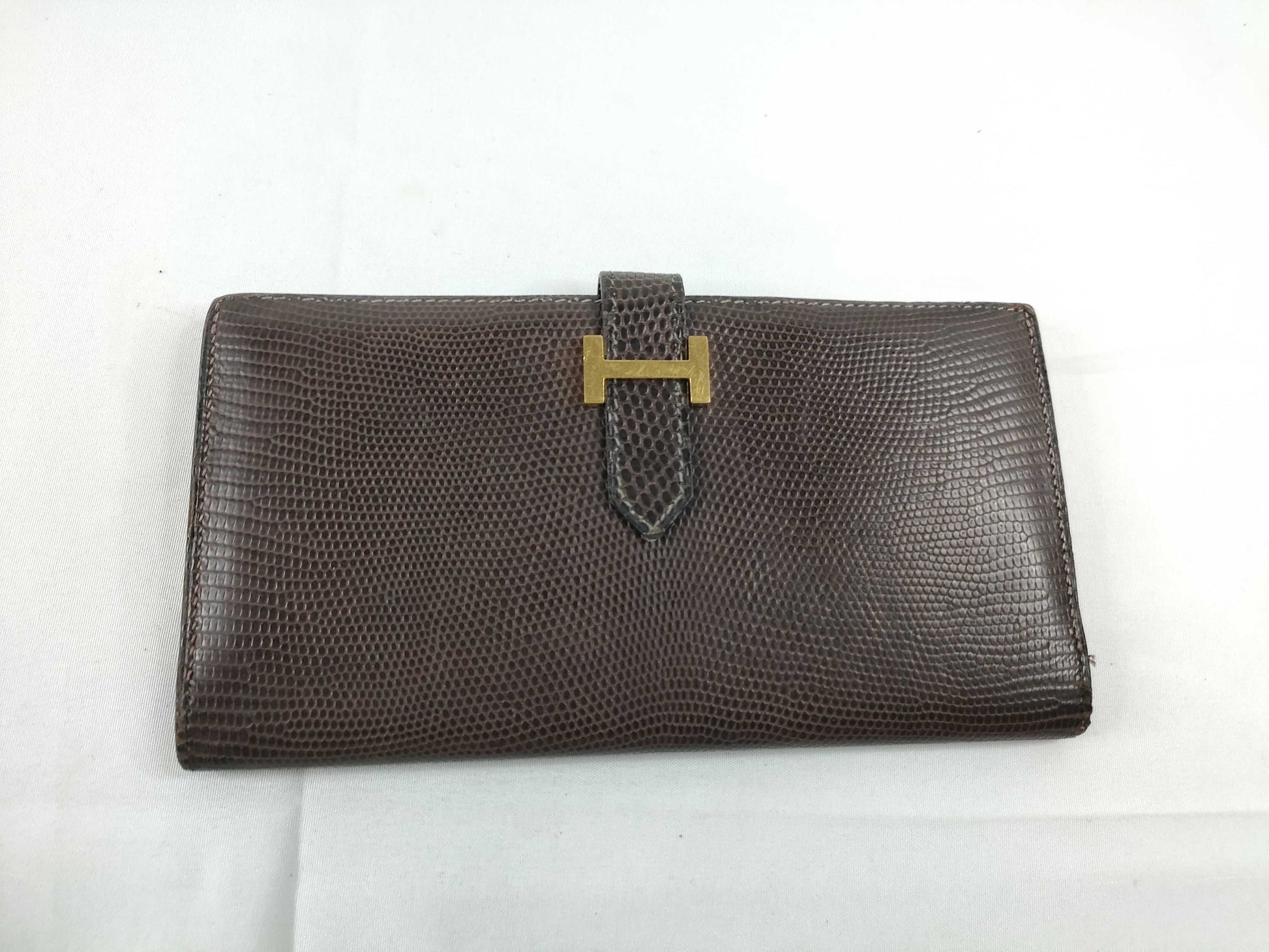 HERMES Bearn Hermes Lizard Bearn □D Wallet