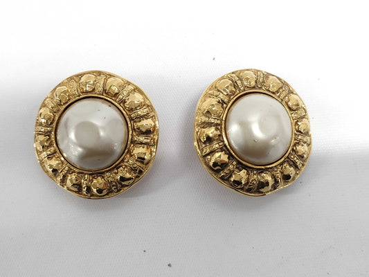 CHANEL Chanel Earrings GP Faux Pearl Earrings