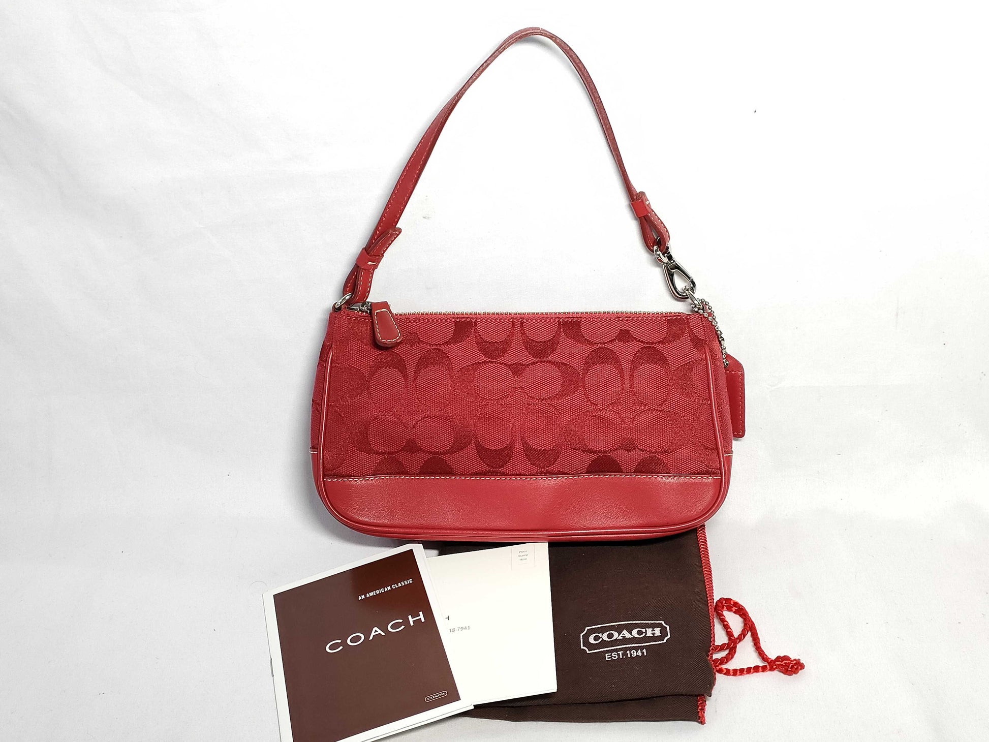 COACH Signature Accessory Pouch Bag Red Handbag