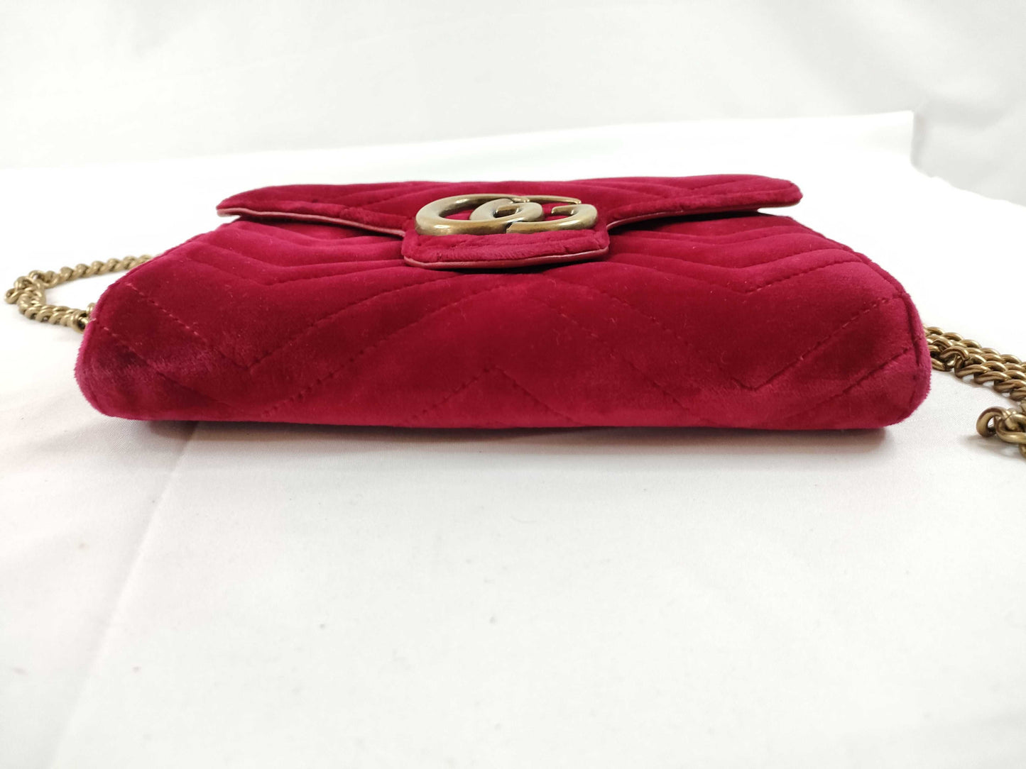 GUCCI GG Marmont Chain Wallet Shoulder Bag, Red, 474575 Shoulder Bag