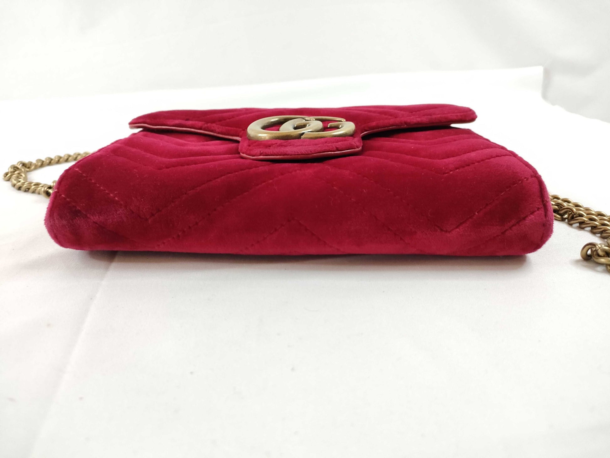 GUCCI GG Marmont Chain Wallet Shoulder Bag, Red, 474575 Shoulder Bag