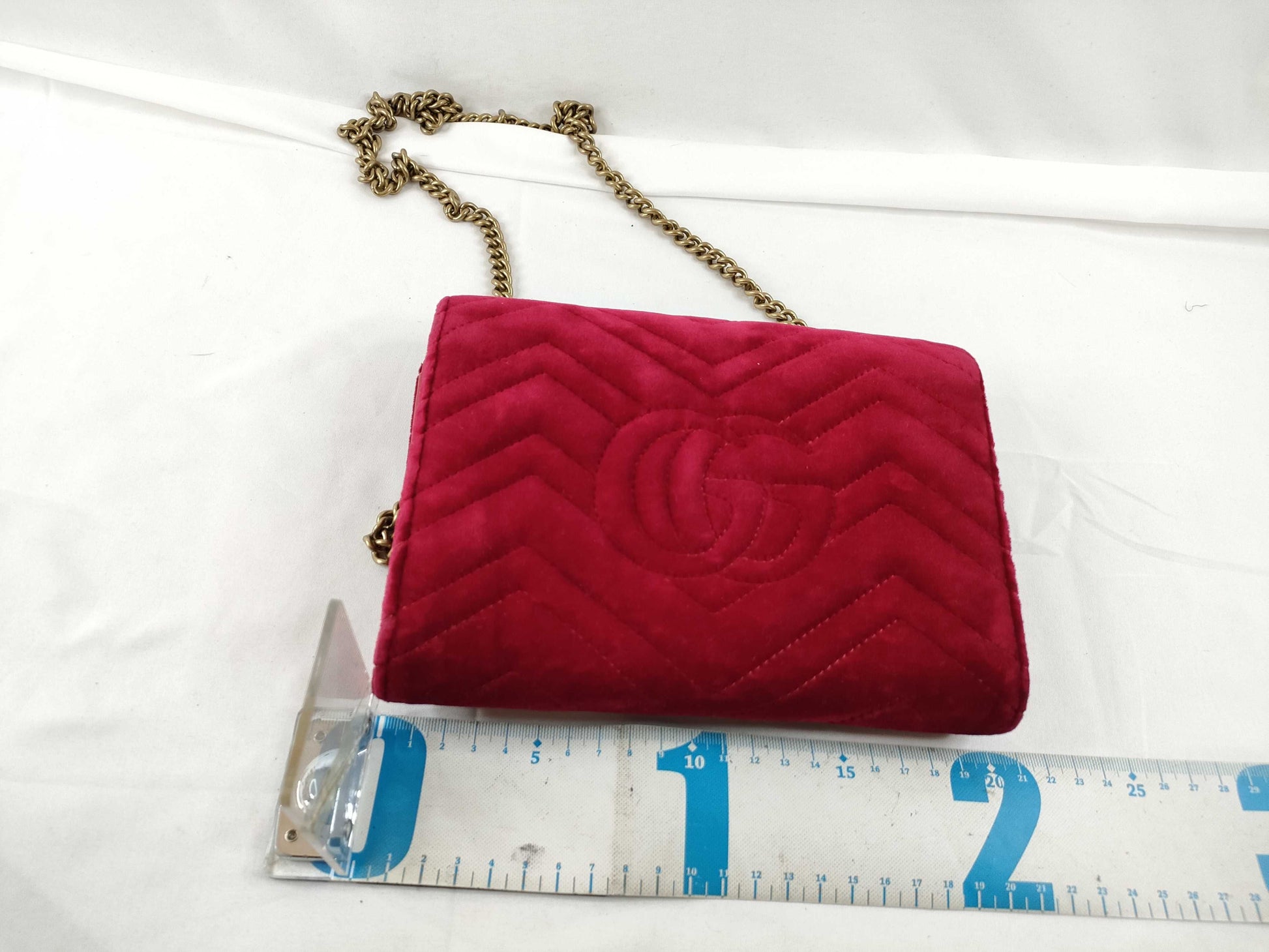 GUCCI GG Marmont Chain Wallet Shoulder Bag, Red, 474575 Shoulder Bag