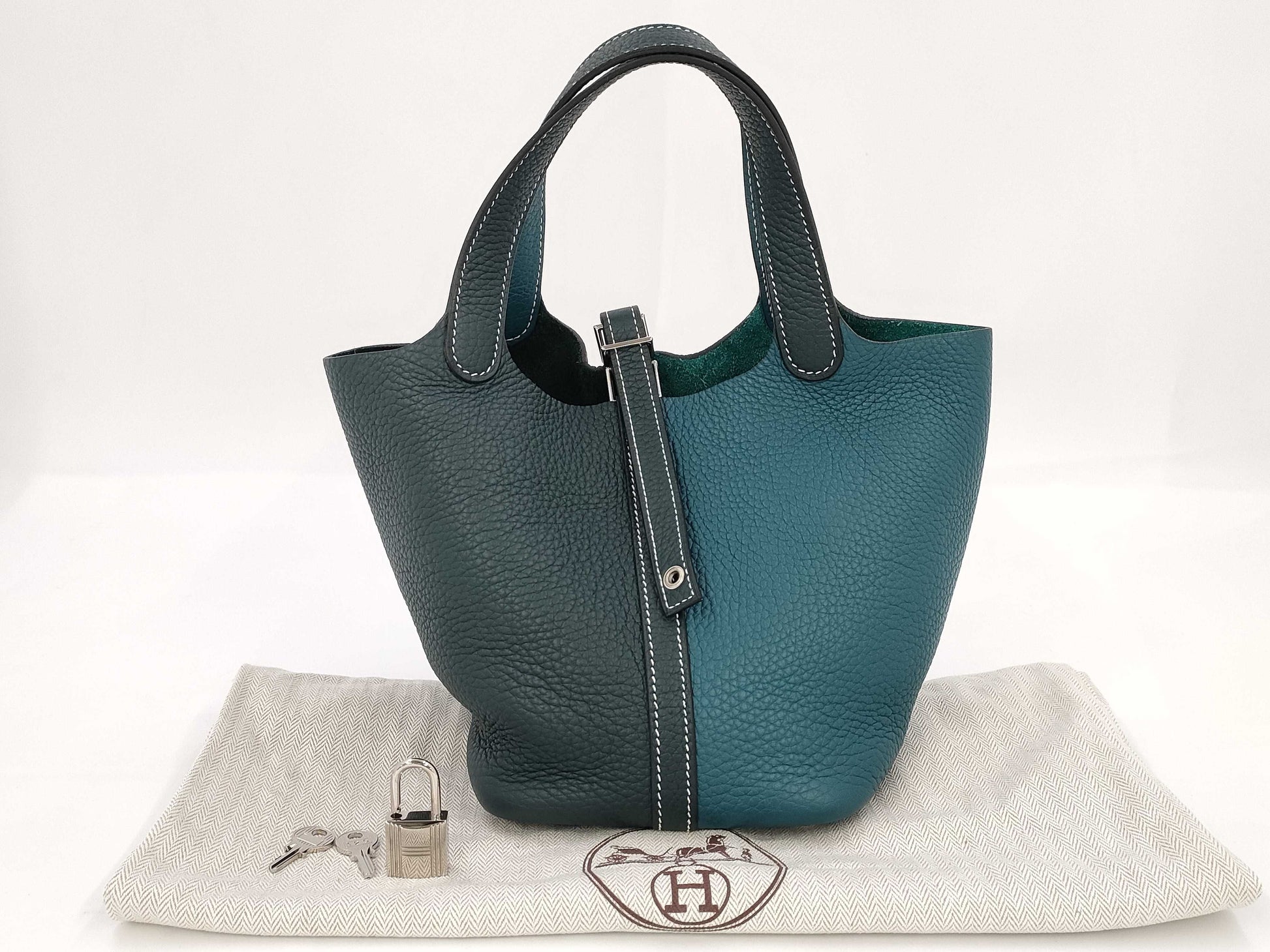 HERMES Picotin Lock PM Handbag with Z Stamp, Vert Bosphor x Vert Cypress