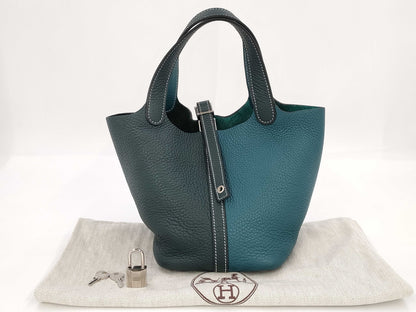 HERMES Picotin Lock PM Handbag with Z Stamp, Vert Bosphor x Vert Cypress