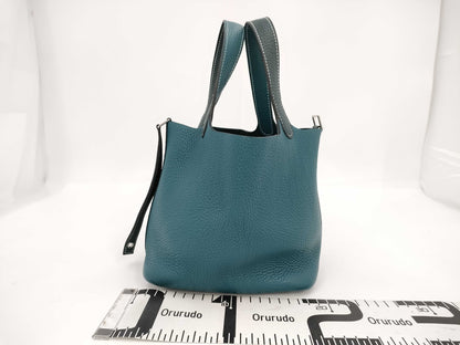 HERMES Picotin Lock PM Handbag with Z Stamp, Vert Bosphor x Vert Cypress