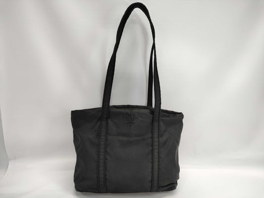 PRADA Prada Handbag Embroidered Nylon Black Tote Bag