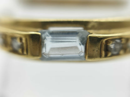 Aquamarine D0.06ct K18 3.3g Ring 