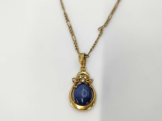 Colored Stone, Transparent Stone, Metal, 4.5g Necklace 