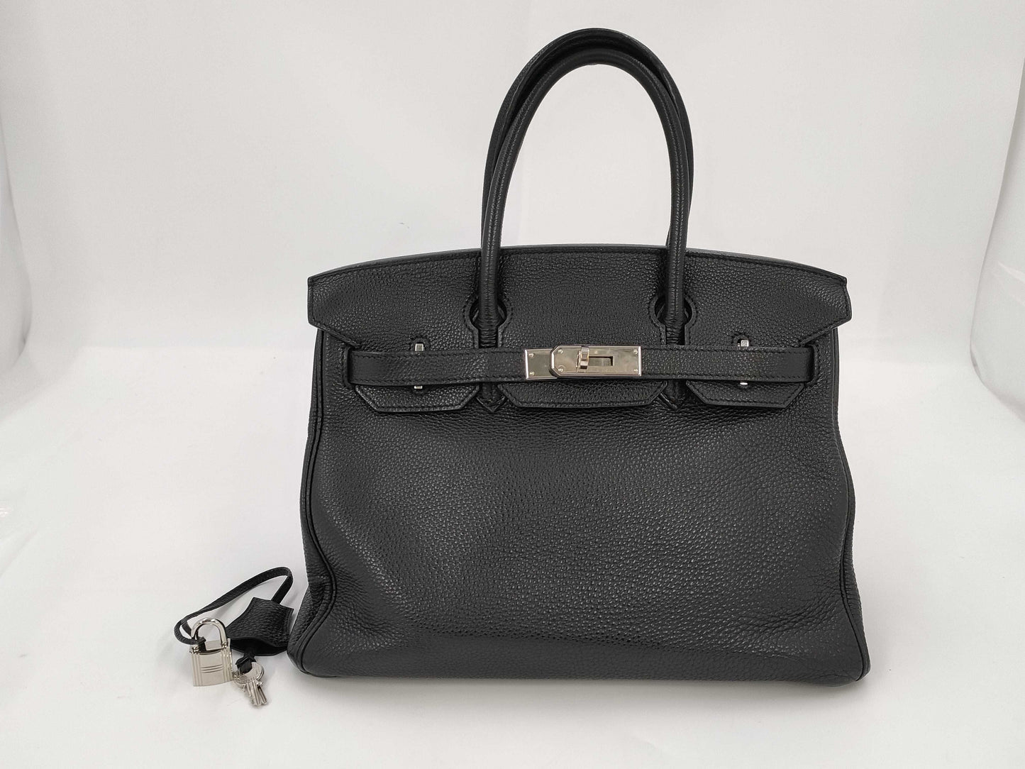 HERMES Birkin 30 Black Togo with Sterling Silver Hardware, K Handbag