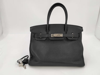HERMES Birkin 30 Black Togo with Sterling Silver Hardware, K Handbag