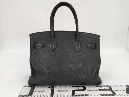 HERMES Birkin 30 Black Togo with Sterling Silver Hardware, K Handbag